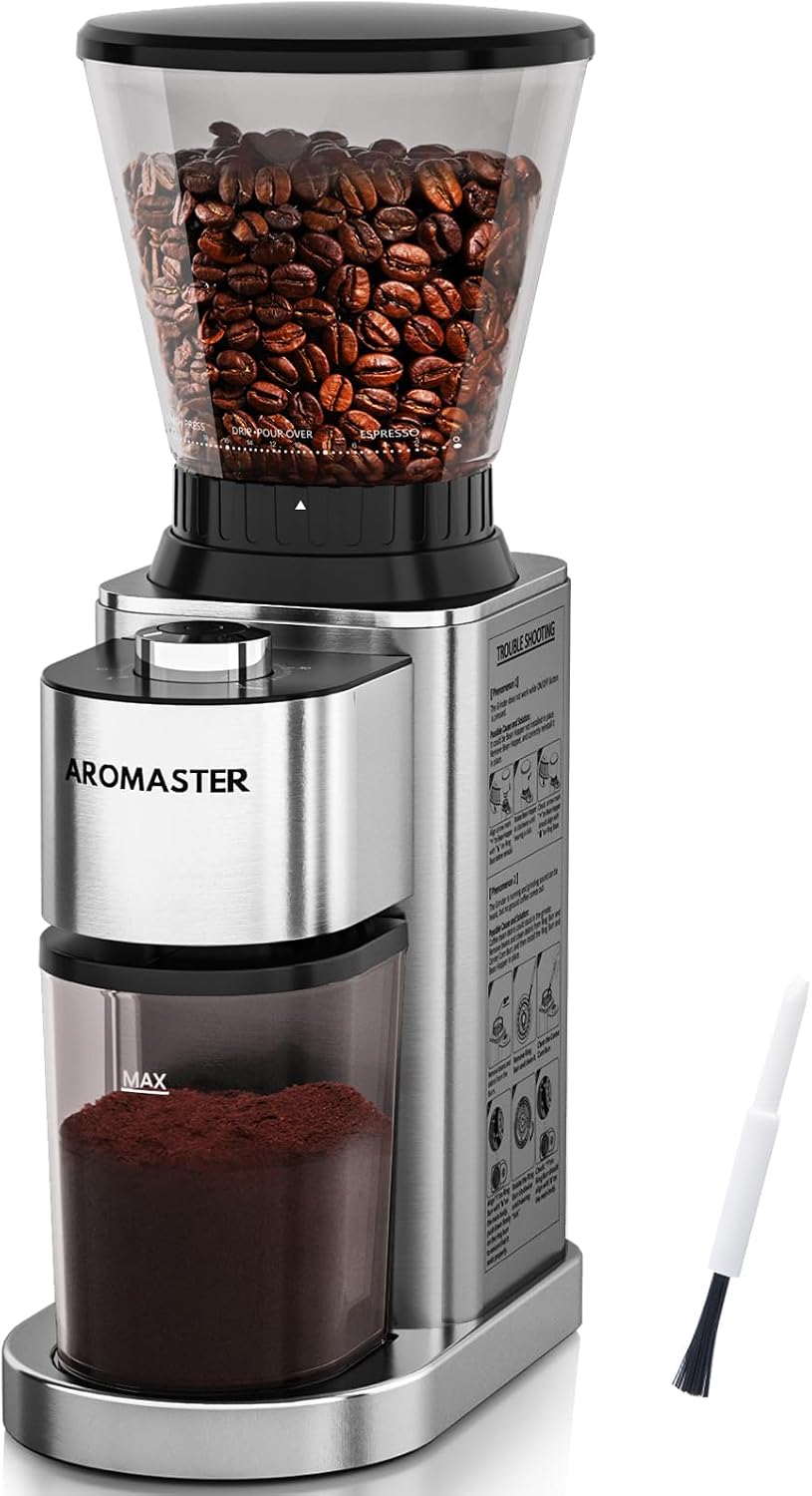 Coffee Grinder Burr - Conical Coffee Bean Grinder, 48 Settings,